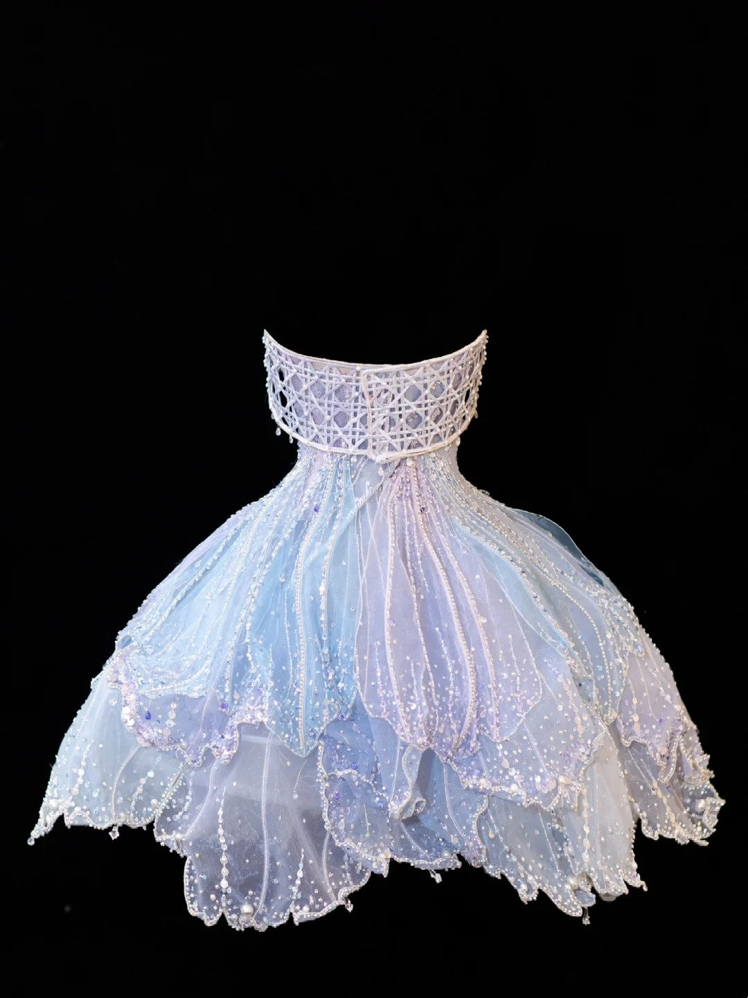 Robe de bal de princesse bustier bleu glacier à paillettes, courte mini robe de rentrée, robes de bal de promo N2841
