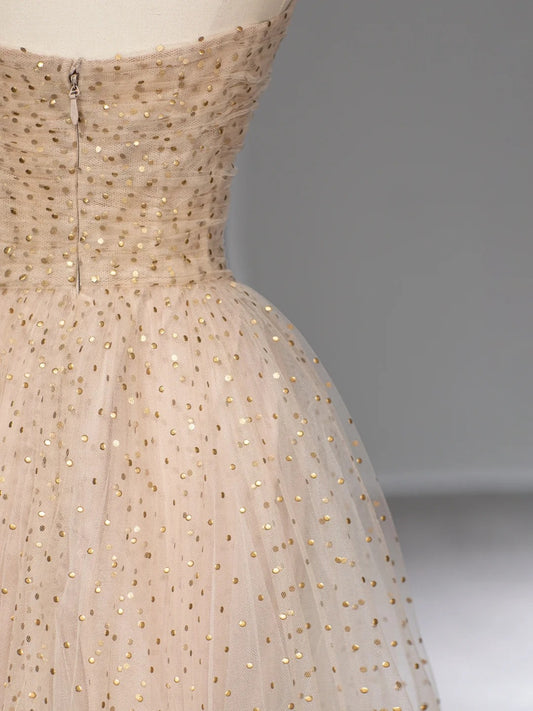 Robe de bal de princesse, bustier cœur, en tulle couleur champagne, pour Quinceañera/Sweet Sixteen, robe de soirée longue RB4007