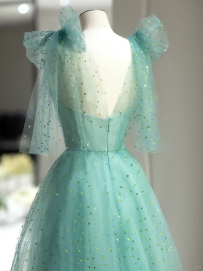 Magnifique robe de bal, bretelles en tulle vert, sans manches, longues robes de bal Inspo, tenues de soirée RB3990