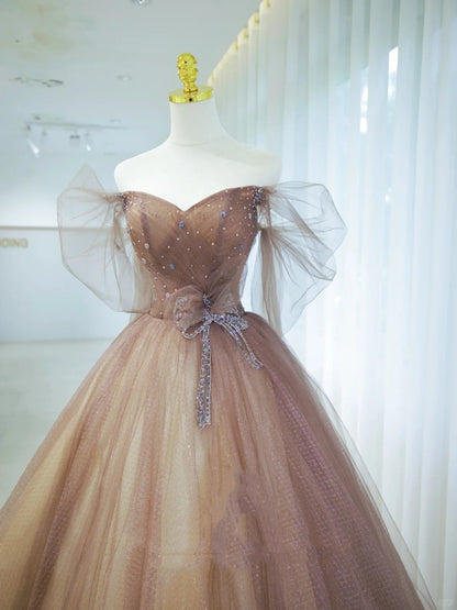 Élégante Robe de Bal Épaules Dénudées en Tulle Longue Robe de Soirée Robe de Bal 18e Anniversaire N2852