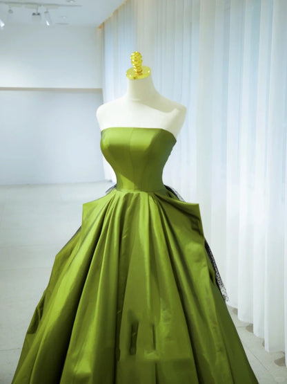 Élégante Robe de Bal bustier en Satin Vert Longue Robe de Soirée Robes de Bal d'Anniversaire 18 Ans N2846
