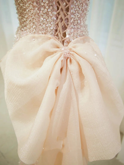 Robe de bal sirène scintillante à sequins roses, épaules dénudées, robes de soirée, tenues d'anniversaire, robe de graduation N2857