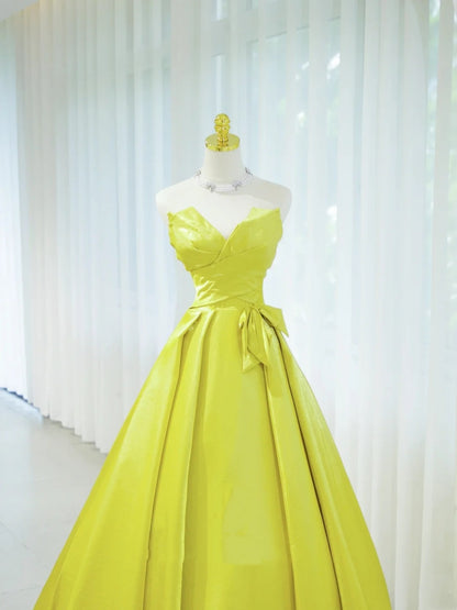 Belles Robes de Bal de Promo Bustier Cœur en Satin Vert avec Volants Longue Robe Formelle N2931
