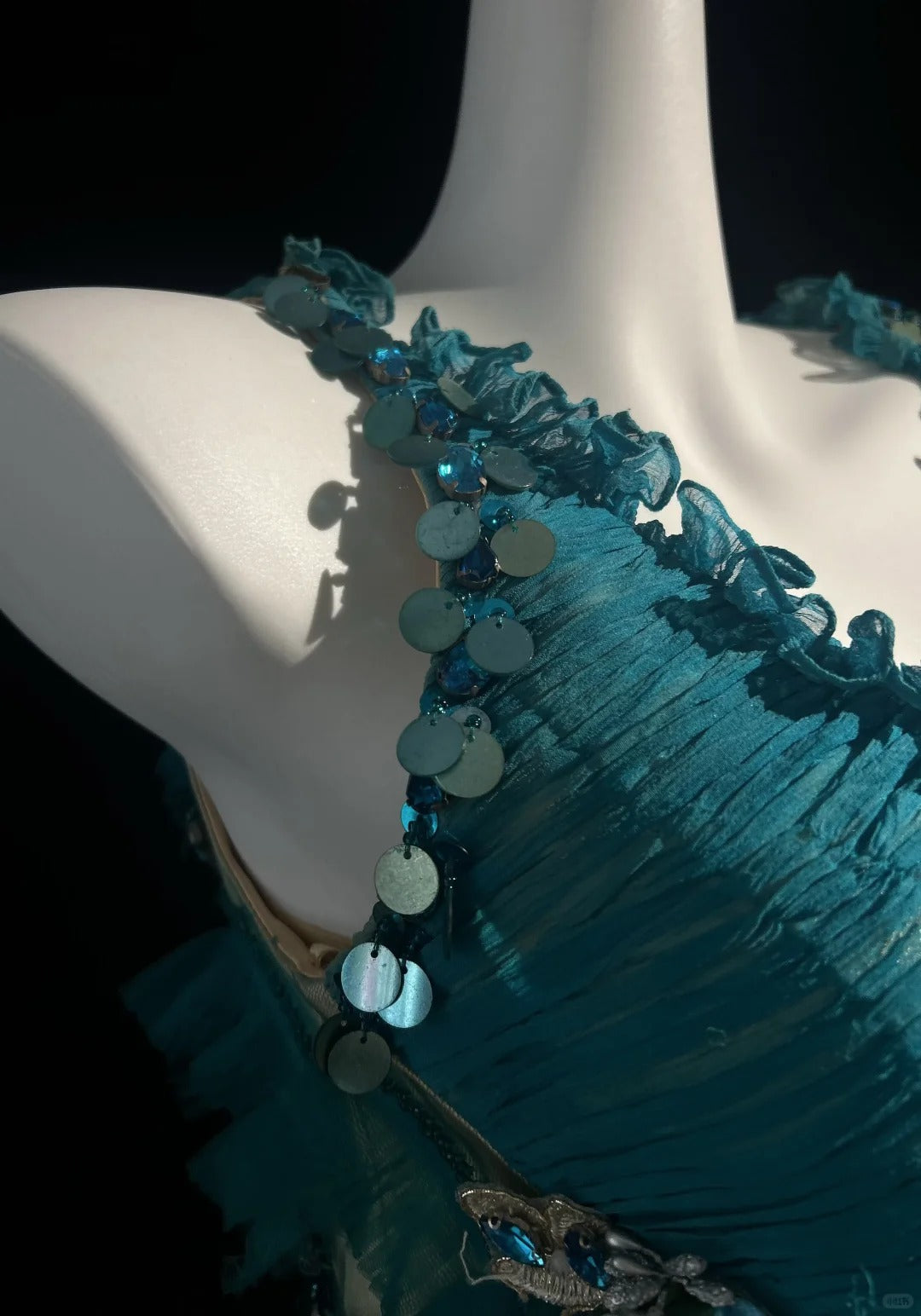 Vintage Prom Dresses 1970s A Line V Neck Blue Tulle With Beads Sleeveless Prom Dresses Evening Formal Outfits RB5126