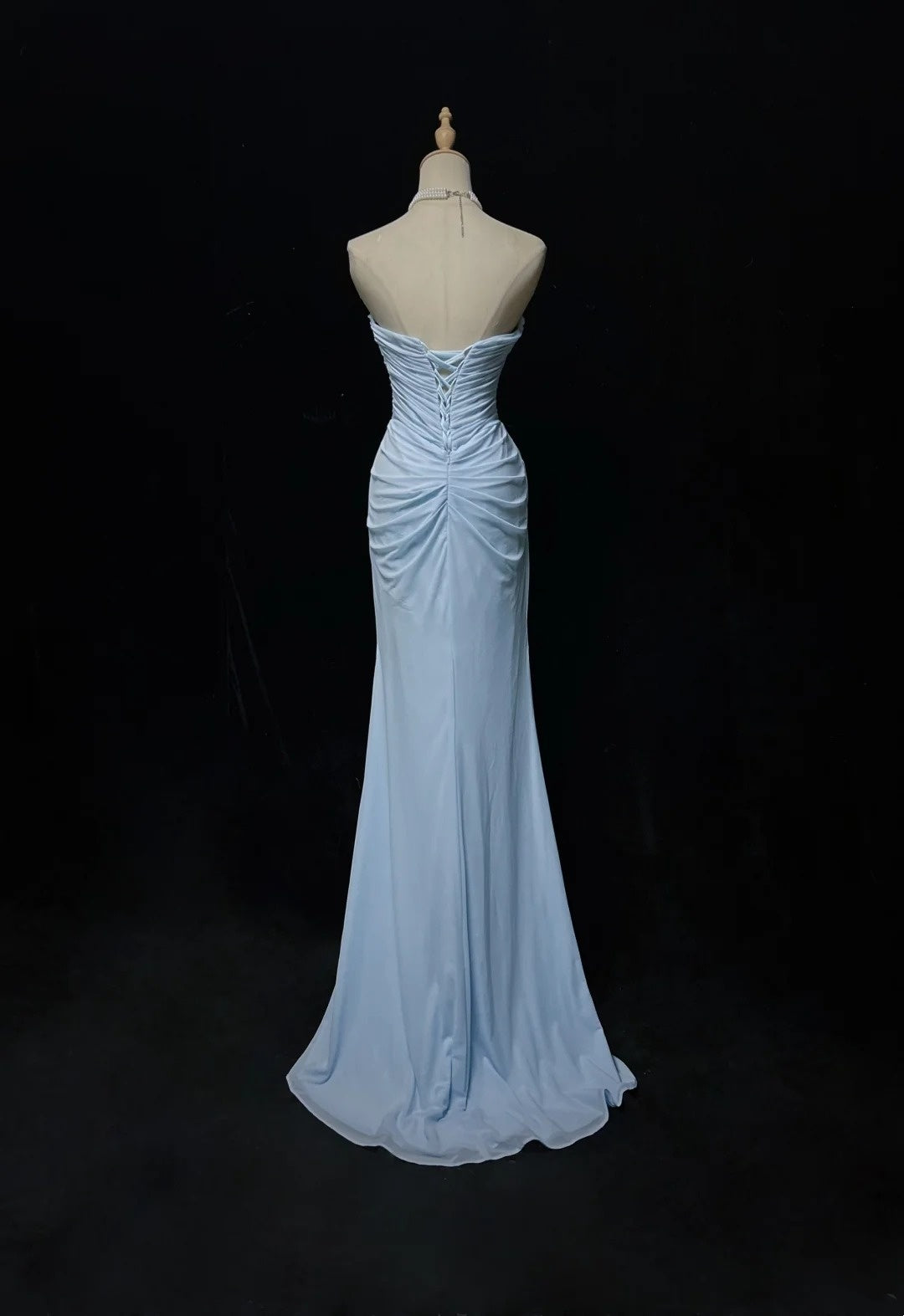 Light Sky Blue Prom Dress Inspo Mermaid Sweetheart Chiffon With Ruffled Birthday Outfits Formal Party Gown RC0120