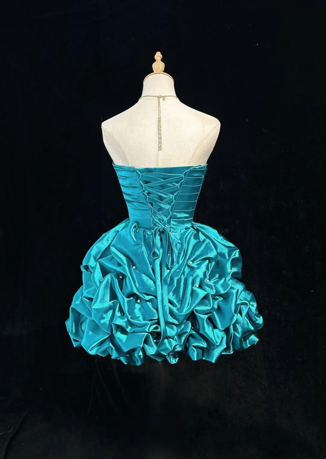 Vintage Ballkleid Sweetheart Blau Satin 12. Klasse Kurze Minilänge Ästhetischer Look Homecoming Kleider RB4337
