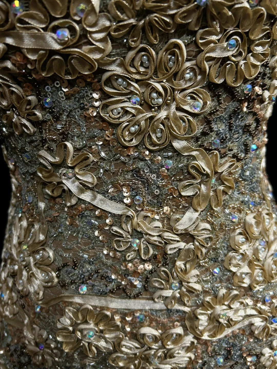 Robes de bal vintage des années 60, sirène bustier, longue robe de bal en dentelle dorée N3103