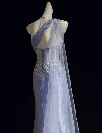 Beautiful Prom Dresses Mermaid One Shoulder Lilac With Appliqued Sleeveless Long Formal Evening Outfits N3642