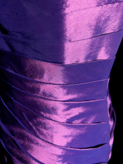 Robes de bal vintage des années 90 sirène bustier en satin violet avec couches superposées longues tenues de soirée semi-formelles N3661