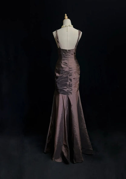 Élégantes robes de bal sirène bustier en taffetas avec volants longue robe de soirée N2901