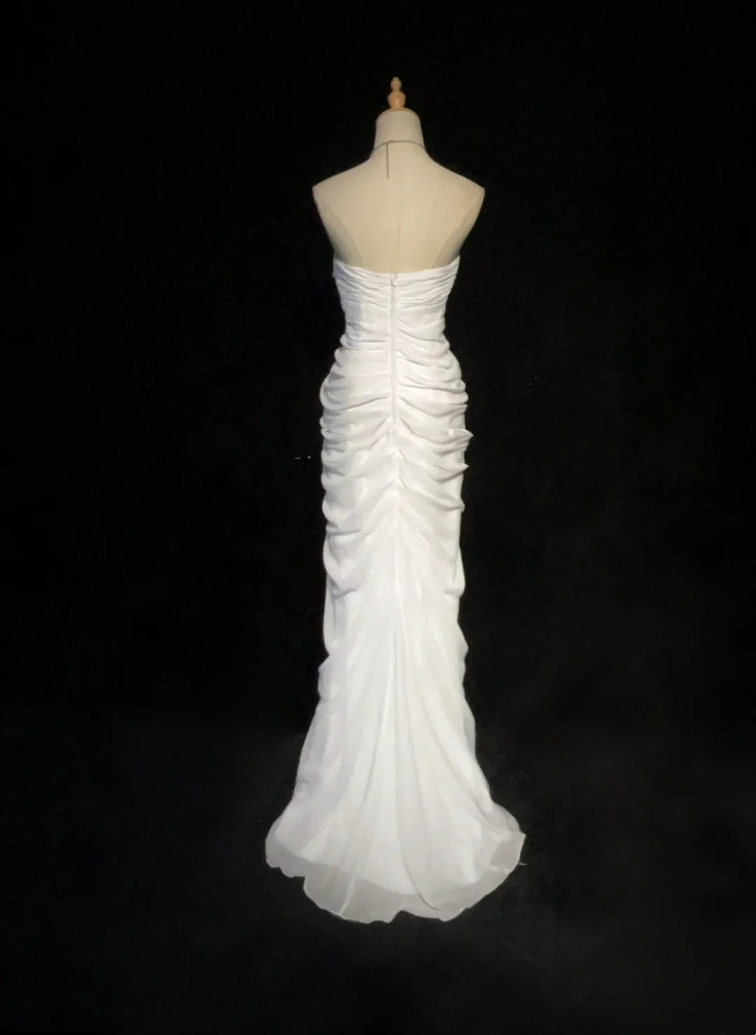 Robes de bal élégantes sirène bustier en mousseline blanche avec volants longue robe de soirée N2895