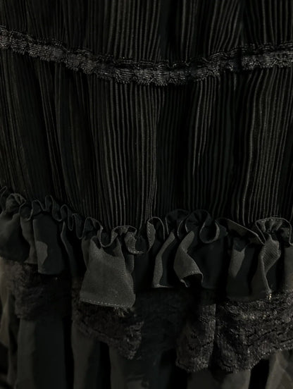 Robes de bal de fin d'année courtes en mousseline de soie noire, coupe trapèze à fines bretelles, style français, N2458