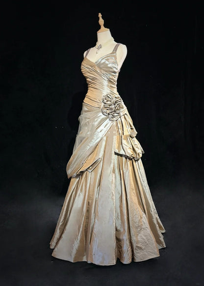 Robes de bal vintage pour le bal des finissants, bustier en cœur avec bretelles, perles champagne, longue robe de soirée N2451