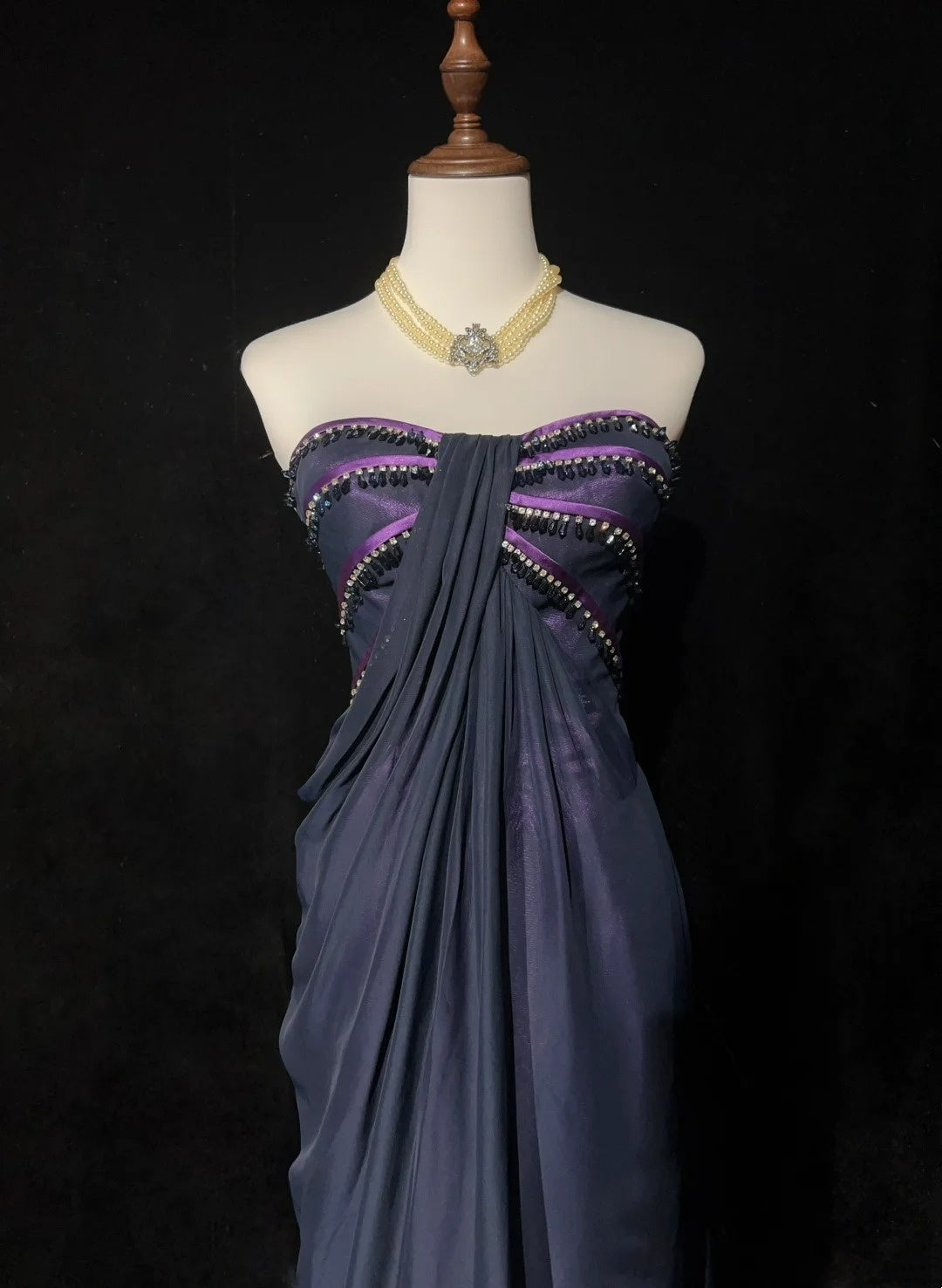 Vintage Prom Aesthetic Dresses A line Sweetheart Purple With Beading Long Formal Dress N3064