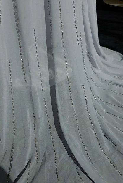 Robes de bal vintage sirène bustier en cœur mousseline grise avec perles robe de soirée longue années 1970 N2614