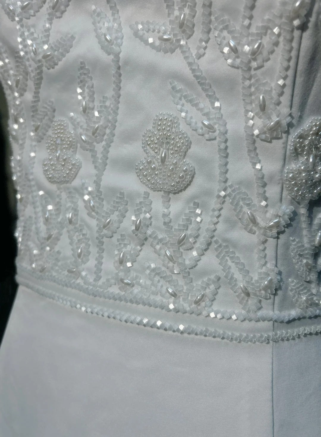 Vintage 90er Brautkleider Meerjungfrau Trägerlos Satin Weiß Perlen Sommer Garten Langes Brautkleid N3823