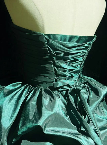 Robe de Bal Princesse Col Cœur Taffetas Vert Émeraude Foncée Robe de Soirée 18ème Anniversaire Robes de Bal de Rentrée N3805