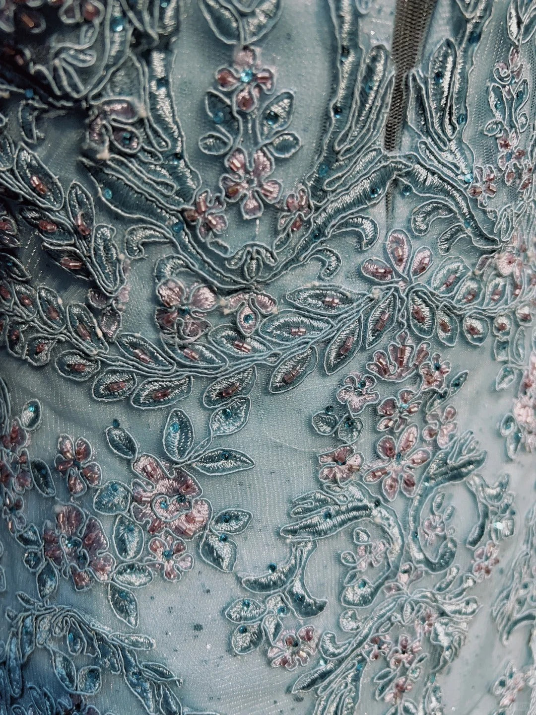 Inspiration Robes de bal vintage Sirène Col en V Bleu ciel clair Longues années 1990 avec appliques de dentelle Robes de soirée N3359