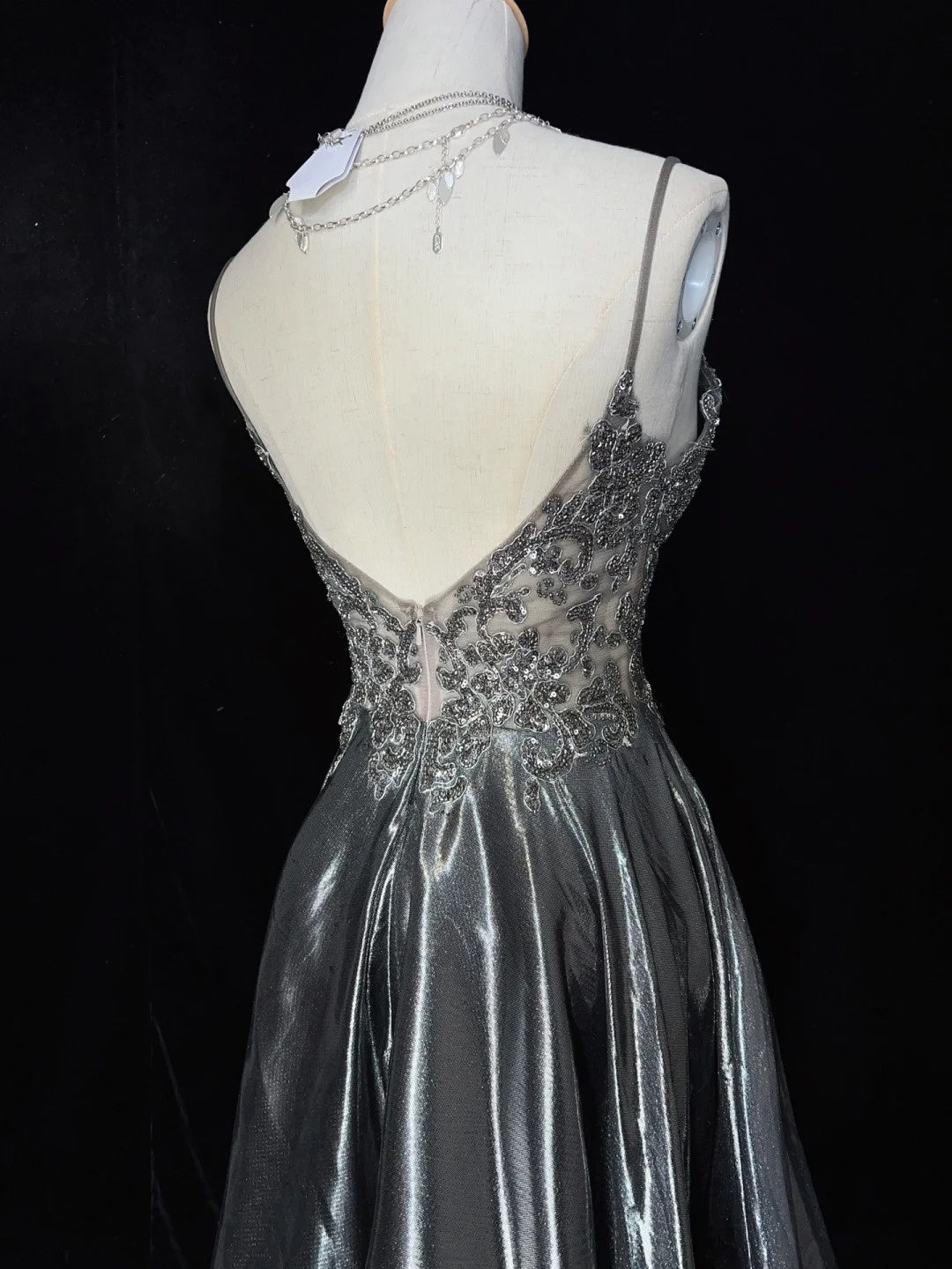 Cute A Line Spaghetti Strap Grey Lace Ideas For Women Short Birthday Dresses Mini Homecoming Outfits N3344
