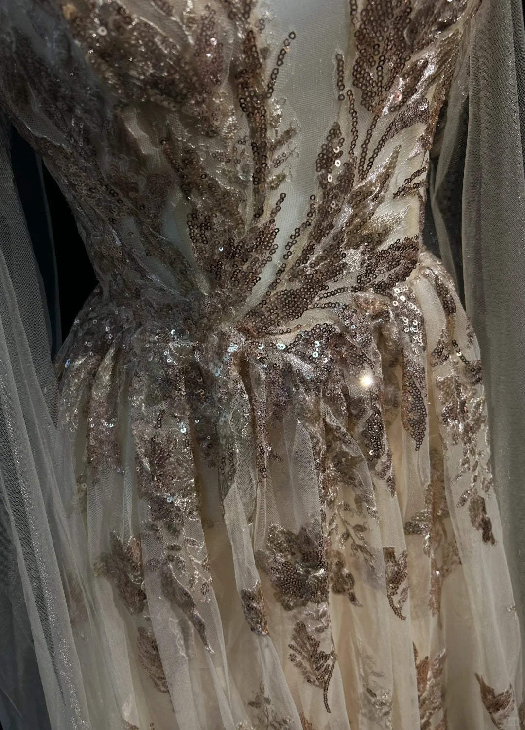 Vintage Prom Dresses A line Spaghetti Strap Gold Lace With Cape 80s Evening Formal Dress RB3267