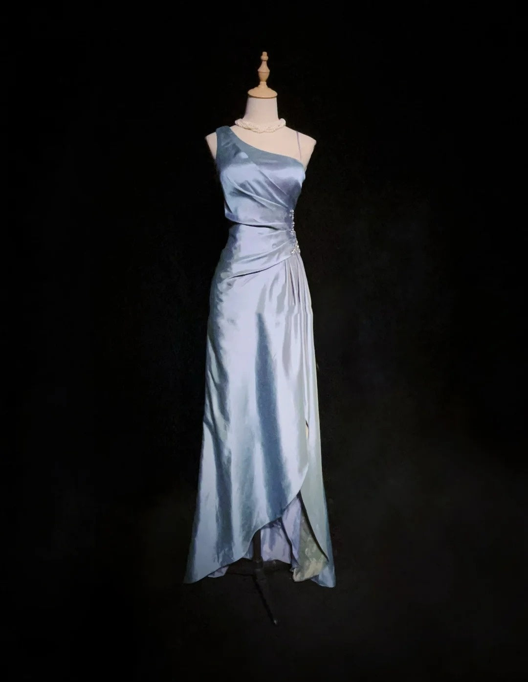 Robes de bal élégantes coupe trapèze, une épaule, en satin lavande avec volants, longue robe de soirée N2911