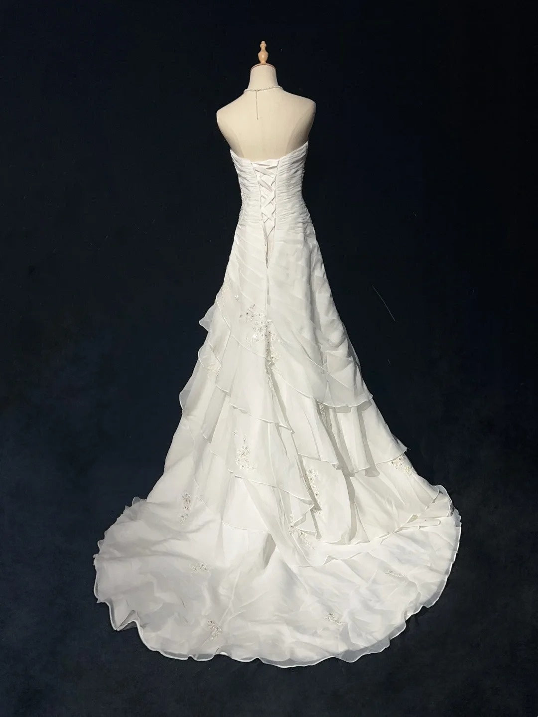 Timeless Wedding Dresses A Line Strapless White Chiffon With Ruffled Long Bridal Gown N3008