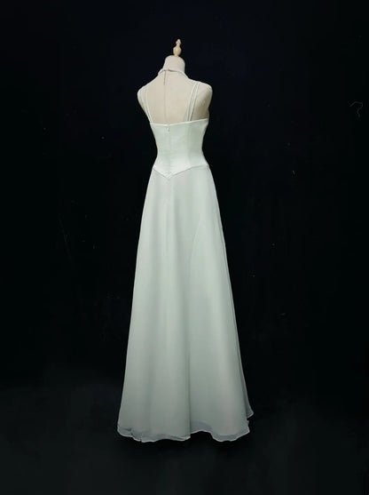 Vintage Prom Dresses A Line Spaghetti Straps Mint Green Embroidery Satin 2000s Long Party Evening Formal Gown RC1146