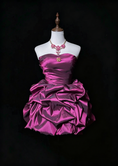 Robe de Bal Mignonne en Taffetas Violet, Décolleté Cœur, pour 18ème Anniversaire, Robes de Rentrée N3656