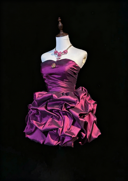 Robe de Bal Mignonne en Taffetas Violet, Décolleté Cœur, pour 18ème Anniversaire, Robes de Rentrée N3656