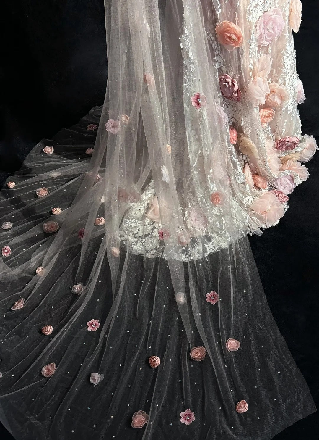 Vintage Prom Dresses Inspo Mermaid Scoop Pink Lace 1990s With Flowers Cape Formal Gowns N3317
