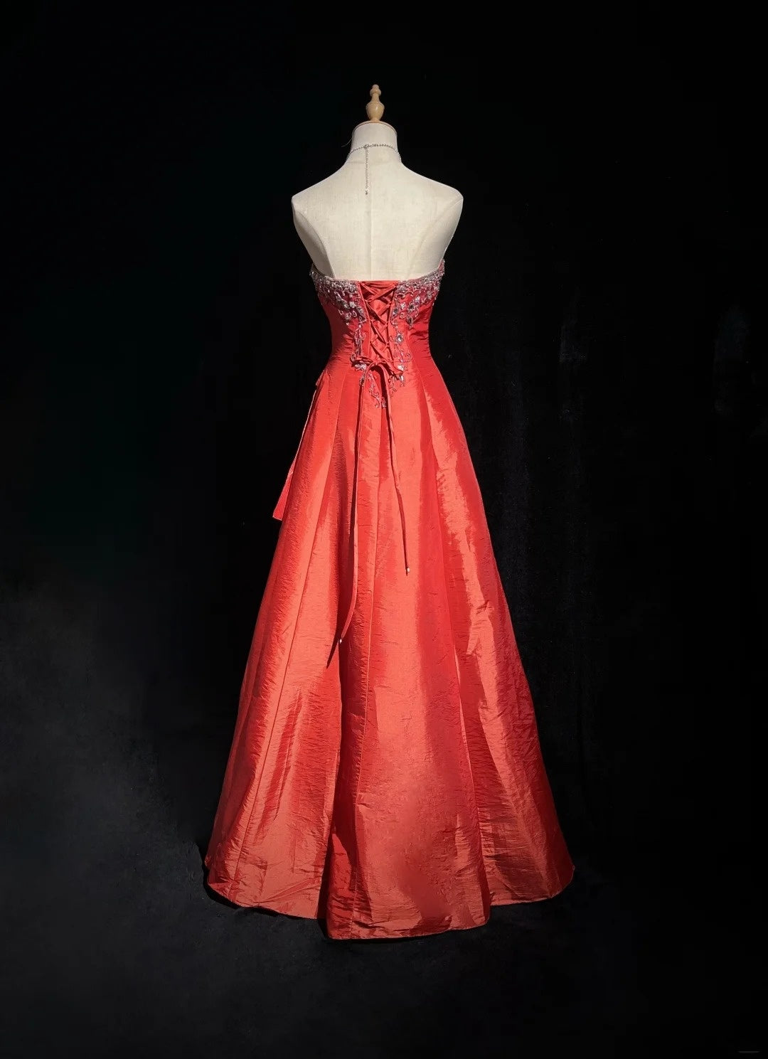 Glamour Ballkleid Abendkleid Sweetheart Rostrot mit Perlen Abendgarderobe N3818
