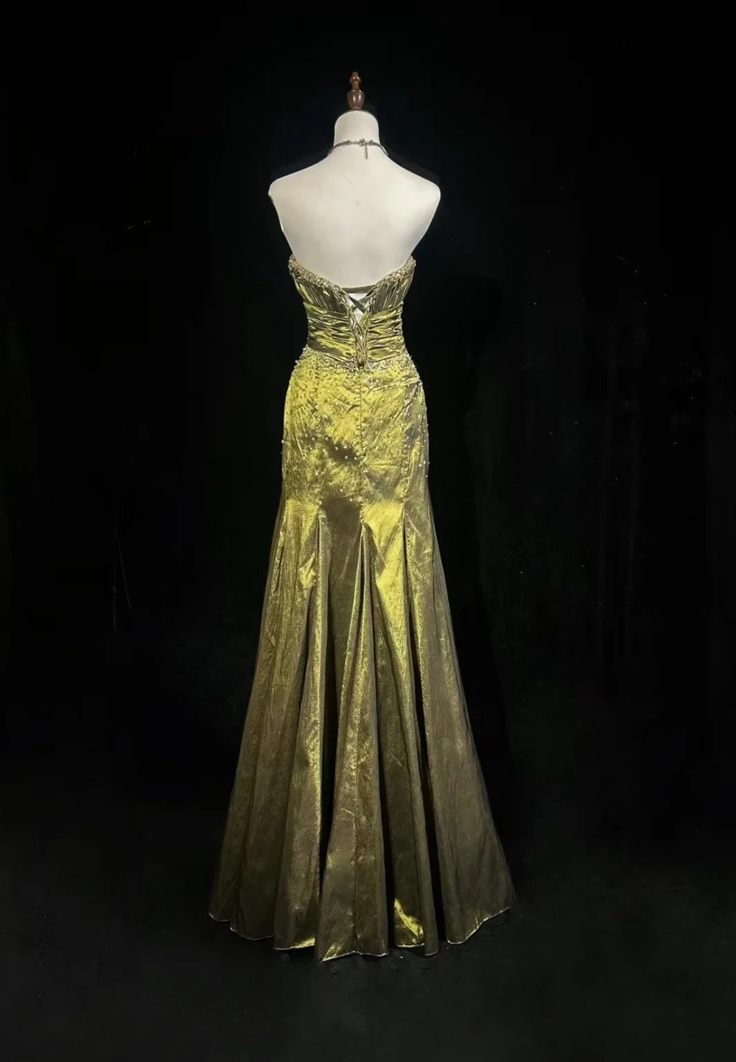 Olive Green Prom Dress Inspo Mermaid Sweetheart Satin With Ruffled Birthday Outfits Formal Party Gown RC0118