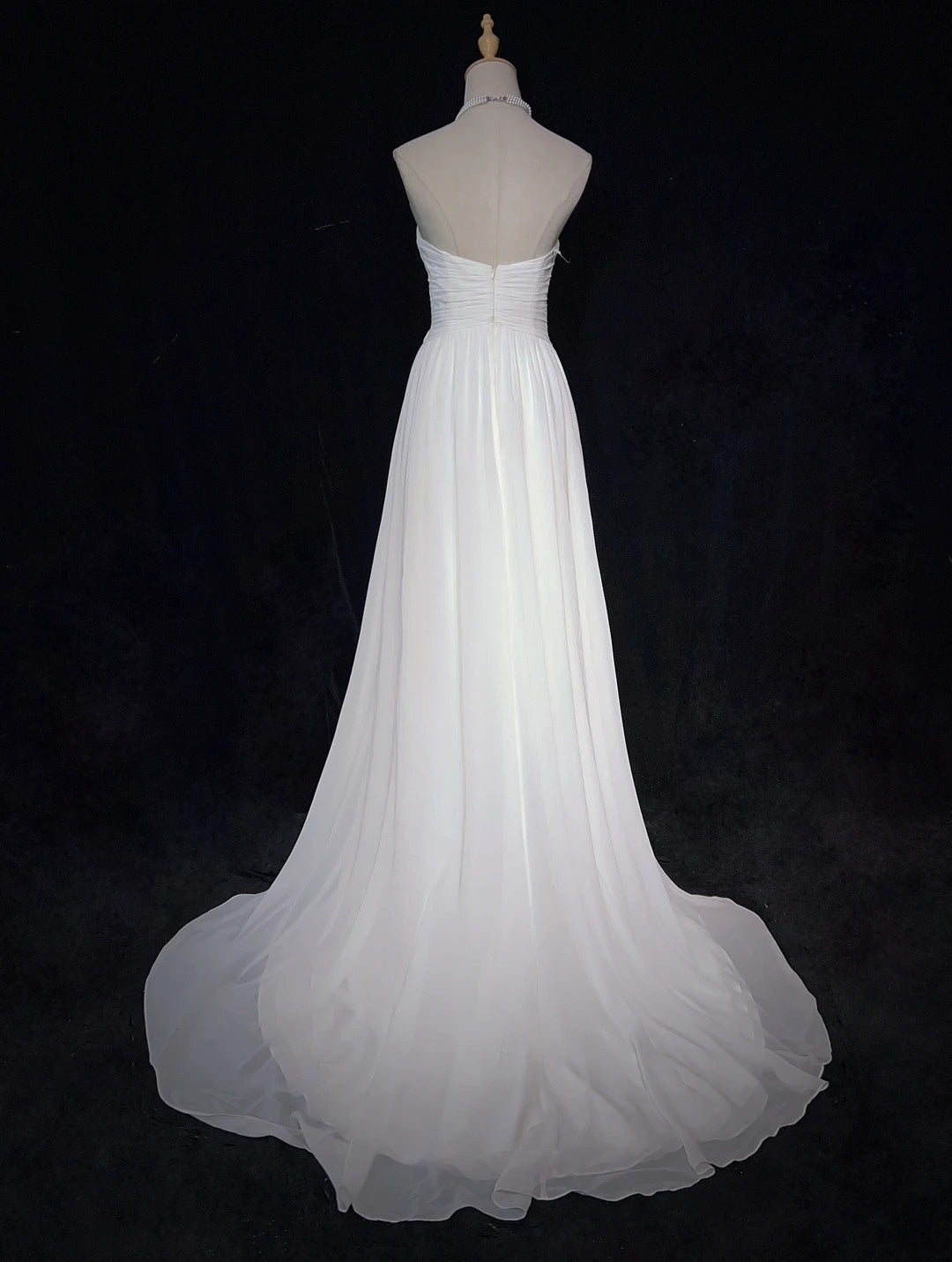Unique Wedding Dresses A Line Sweetheart White With Ruffled Beading Long Bridal Gown N3644