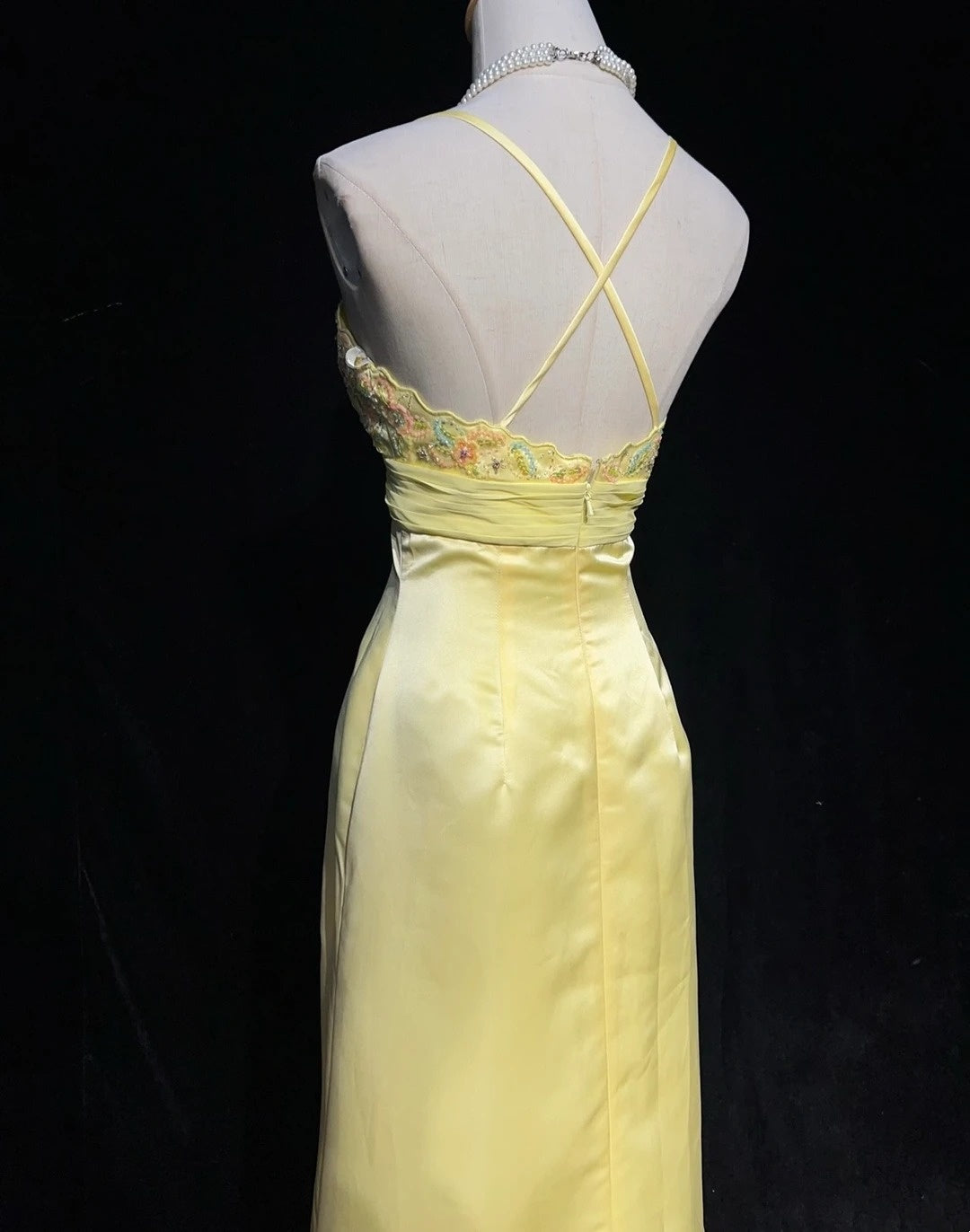 Superbes robes de bal sirène à bretelles spaghetti, jaune, sans manches, en mousseline, longue robe de soirée N2870