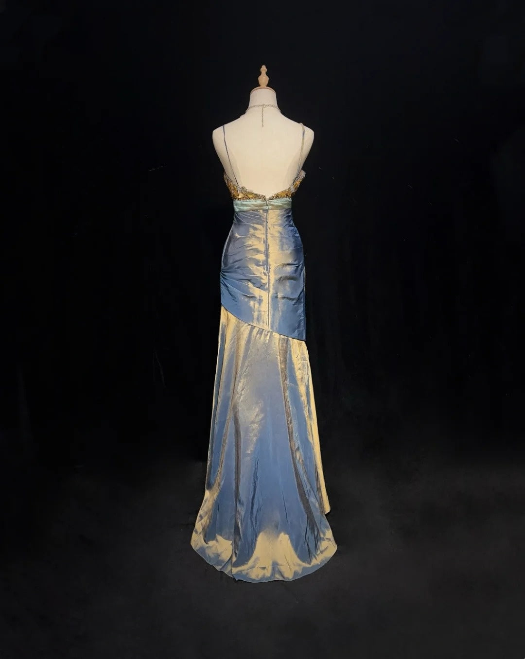 Neue Ballkleider Meerjungfrau Spaghettiträger Bodenlang Taft Festliches Abendkleid N3697