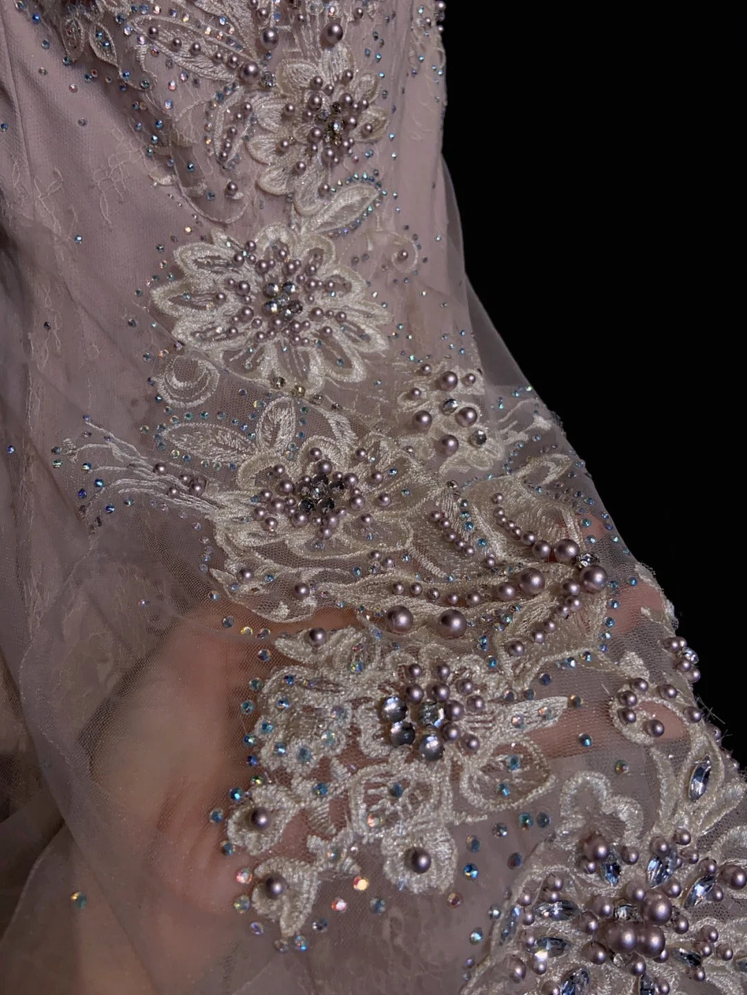 Robes de bal vintage des années 80 sirène col en V rose dentelle applique longues tenues de soirée formelles N3481