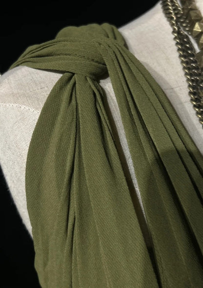Vintage Prom Dresses A line V Neck Olive Green With Ruffle Chiffon Floor Length 80s Formal Gown N2586
