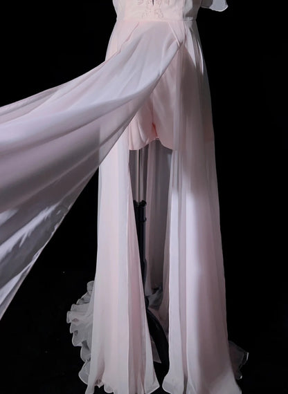 Vintage Prom Dresses 80s A line Sweetheart Pink Chiffon With Beading Semi Formal Evening Outfits N3630
