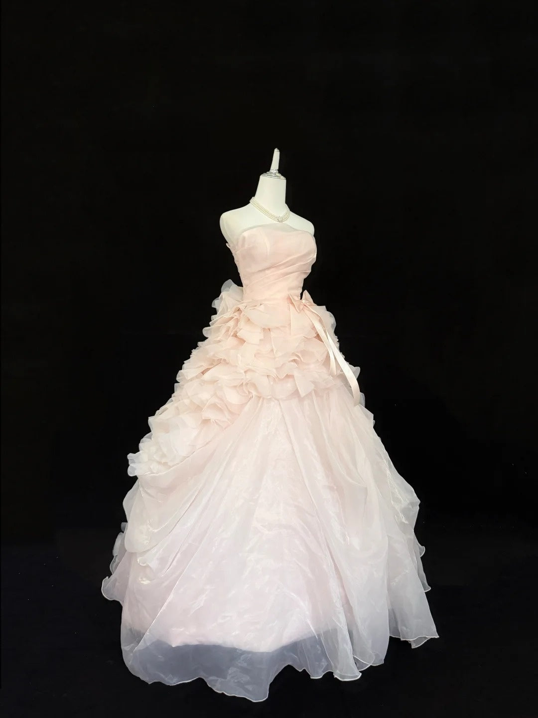 Sweet 15 Quinceanera Dress Ball Gown Strapless Blush Pink With Tiered Tulle 15th Birthday Gown RC0271