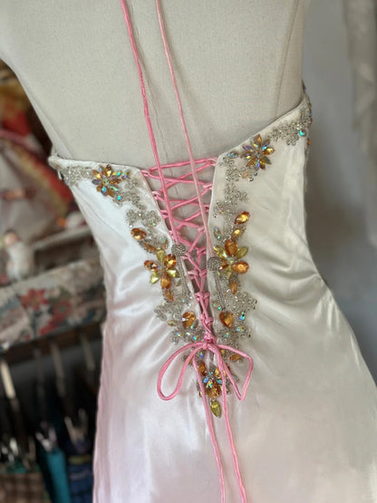 Robe de bal longue sirène rose ombré à col en V et fente, idéale pour les jeunes filles de 16 ans (N1171)