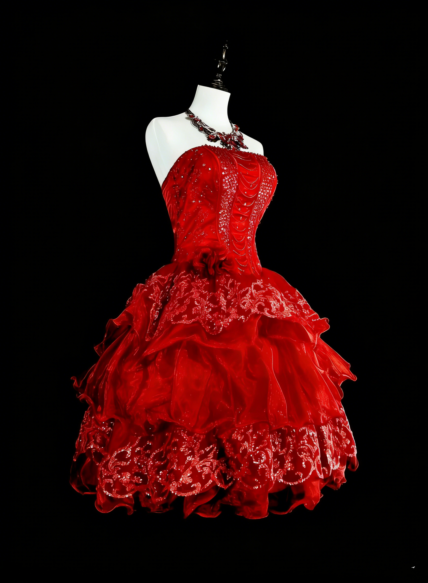 Robe de bal bustier en dentelle rouge unique, inspiration vintage, mode années 2000, robes de bal de promo courtes, inspiration robes de retour à la maison N2012