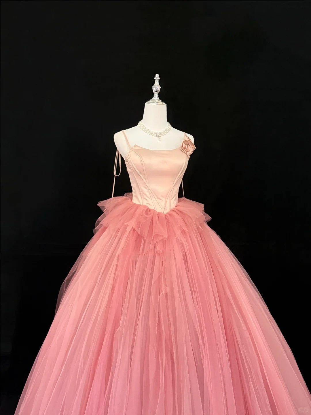 Sweet 16 Kleid langes Ballkleid Sweet Sixteen langes Geburtstagskleid Spaghettiträger Tüll Festliches Kleid RC0268
