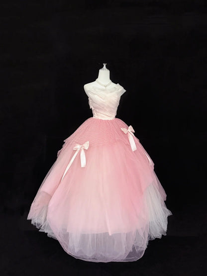 Pink Sweet 16 Dresses Long Ball Gown Sweetheart With Ruffled Sweet Sixteen Birthday Gown RC0291