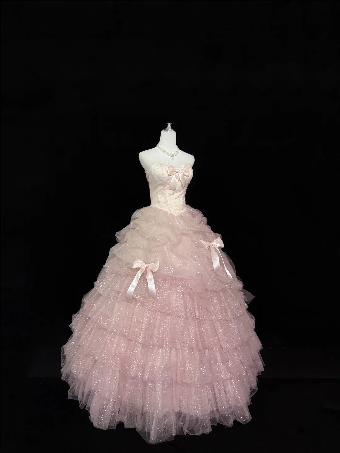 Sweet 16 Kleider langes Ballkleid Sweet Sixteen langes Geburtstagskleid herzförmiger Ausschnitt zartrosa Tüll Abendkleid RC0290