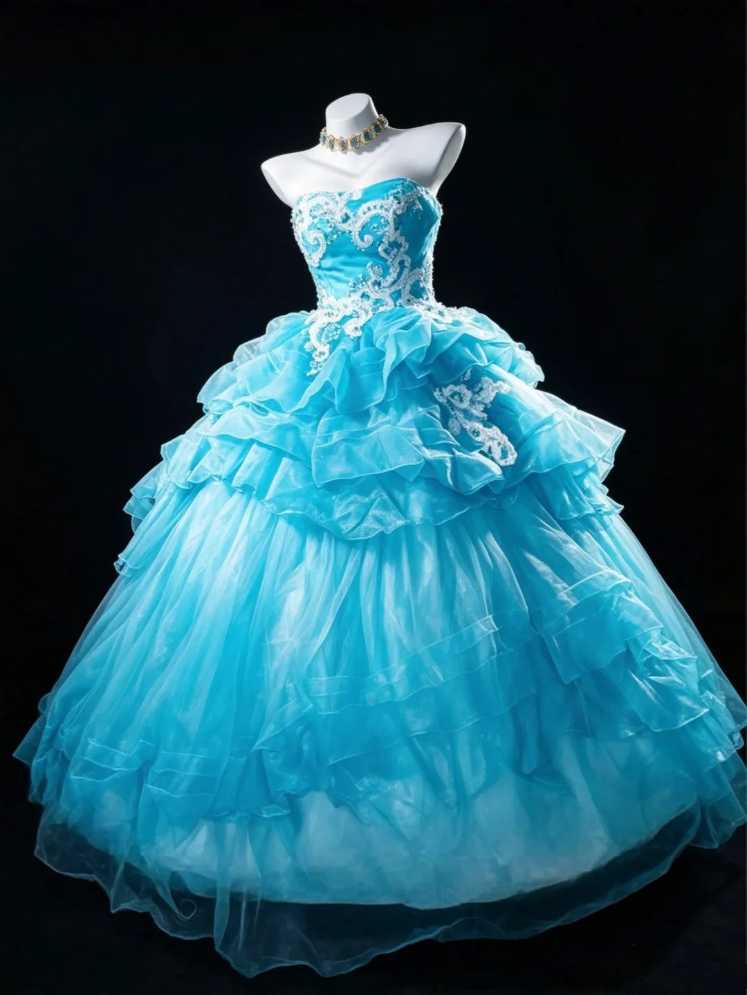 Süßes Ballkleid Sweetheart Blau Tüll mit Applikationen Quince Kleid Lang Sweet 15 16 Quinceanera Kleider Vestido de princesa RB4474