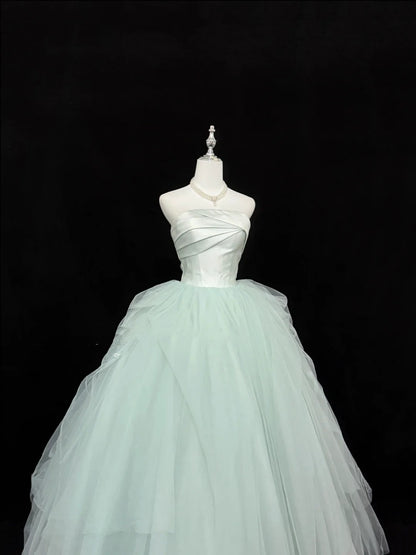 Sweet 15 Quinceanera Dress Ball Gown Strapless Mint Green Long 15th Birthday Gown RC0355