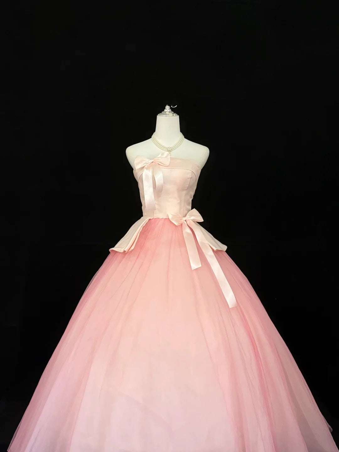 Cute Sweet 16 Dresses Long Ball Gown Strapless Blush Pink Tulle Formal Sweet Sixteen Birthday Gown RC0253