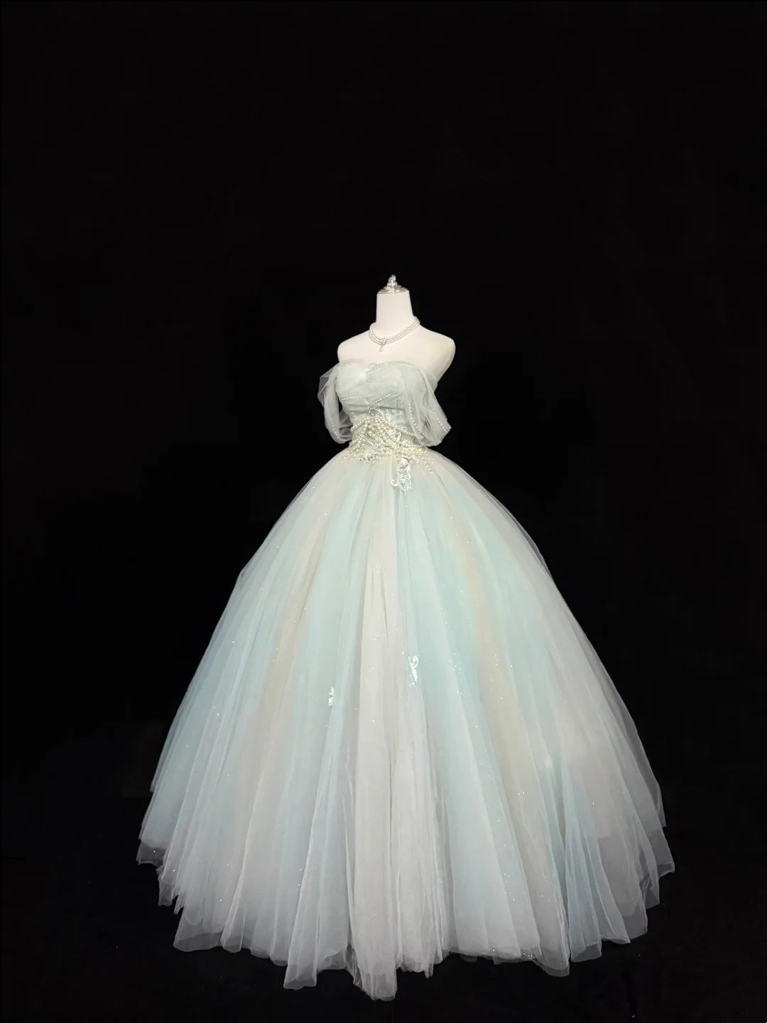 Prom Dress Long Floor Length Ball Gown Off Shoulder Tulle With Sleeves Formal Evening Gown For Women RC0286
