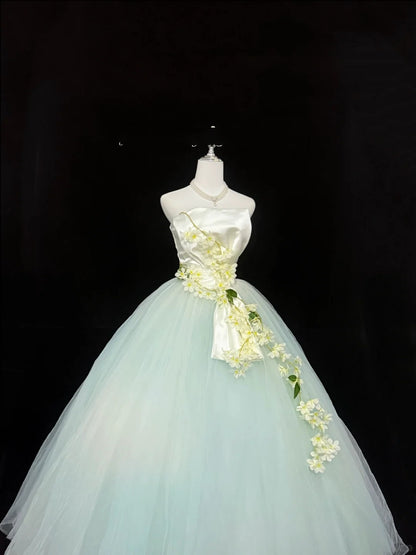 Sweet 16 Dresses Long Ball Gown Sweet Sixteen Long Birthday Dress Strapless Tulle Formal Gown RC0277