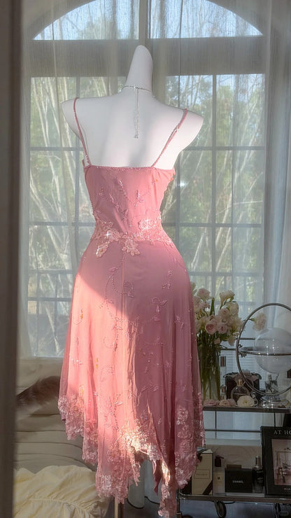 Élégantes robes de bal sirène à fines bretelles en mousseline rose, longueur genou, tenues de soirée formelles N3524